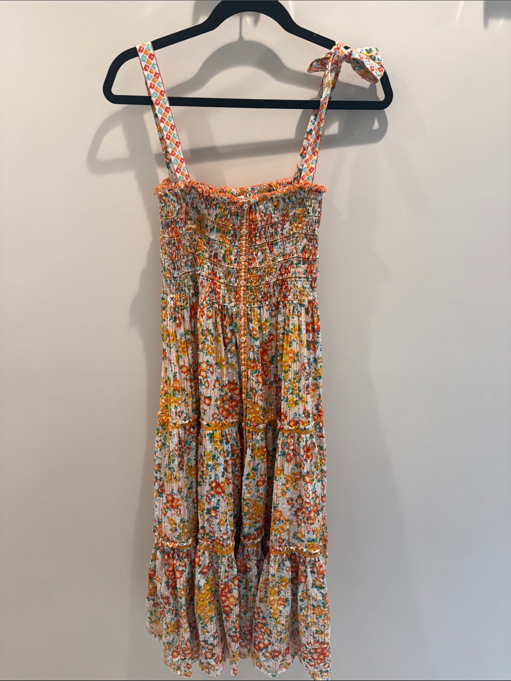 Poupette St. Barth White Floral Maxi Dress With Orange, Yellow, Green, And Blue